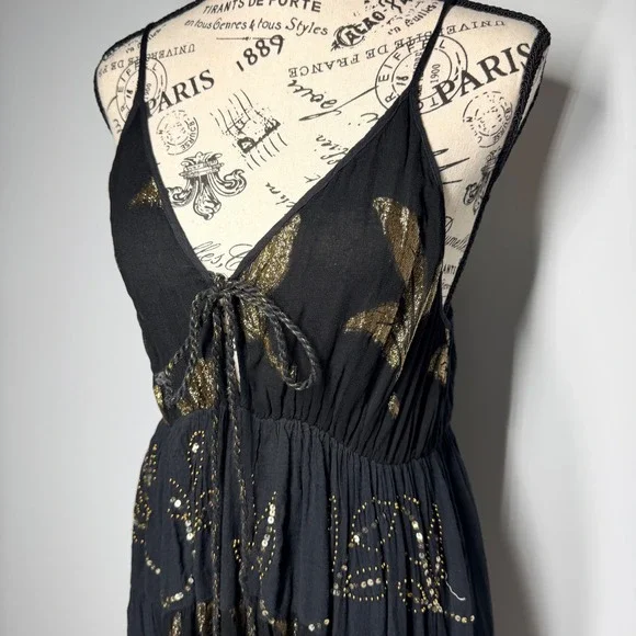 Ranee's Black Gold Sequin High Low Maxi Dress S/M - Picture 6 of 14